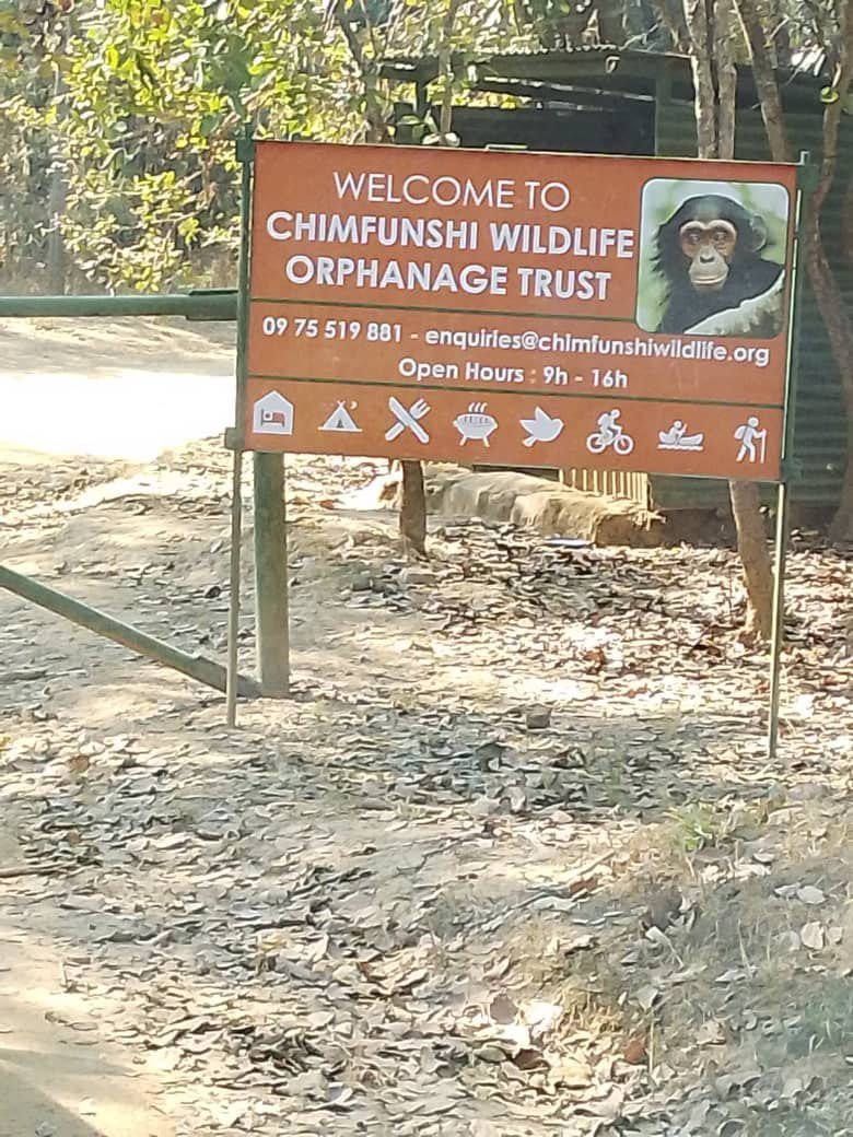 Welcome sign at Chimfunshi Wildlife Orphanage Trust