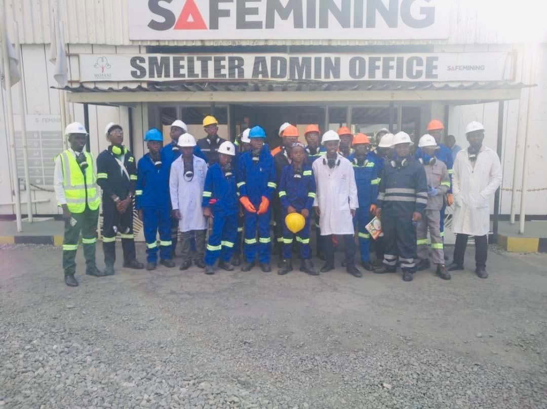 Students and guides gathered at the Mopani smelter administration office